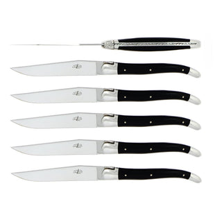 Forge de Laguiole Tradition table knives set with acrylic handle Black Set 6 - Buy now on ShopDecor - Discover the best products by FORGE DE LAGUIOLE design
