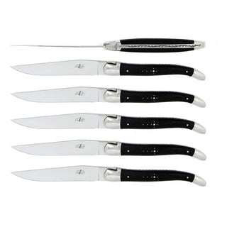 Forge de Laguiole Tradition table knives set with ebony handle Set 6 - Buy now on ShopDecor - Discover the best products by FORGE DE LAGUIOLE design