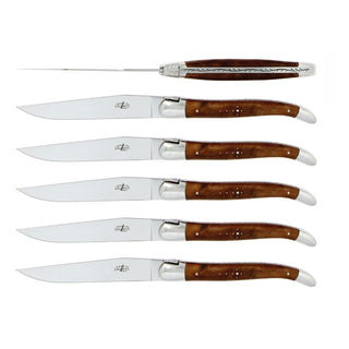 Forge de Laguiole Tradition table knives set with Thuya handle Set 6 - Buy now on ShopDecor - Discover the best products by FORGE DE LAGUIOLE design