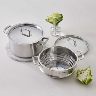 Le Creuset Stainless Steel large multi-steamer with glass lid diam. 24 cm. - Buy now on ShopDecor - Discover the best products by LE CREUSET design