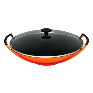 Le Creuset Tradition cast iron wok with glass lid diam. 36 cm. Le Creuset Volcanic - Buy now on ShopDecor - Discover the best products by LE CREUSET design