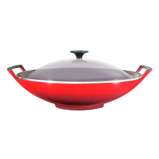 Le Creuset Tradition cast iron wok with glass lid diam. 36 cm. Le Creuset Cerise - Buy now on ShopDecor - Discover the best products by LE CREUSET design