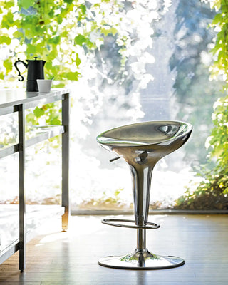 Magis Al Bombo height-adjustable swivel stool with stainless steel frame and aluminium seat without backrest - Buy now on ShopDecor - Discover the best products by MAGIS design