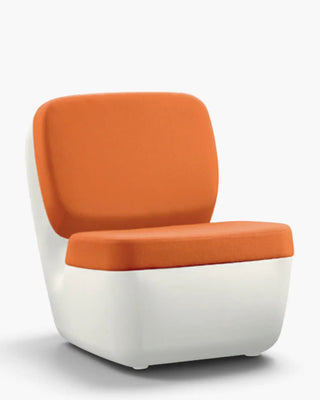 Magis Nimrod polyethylene armchair with upholstered seat and backrest cushions White 1735C Orange Fabric 542 - Buy now on ShopDecor - Discover the best products by MAGIS design