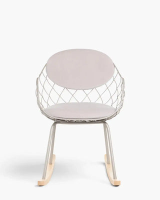 Magis Piña rocking steel chair with ash rockers and upholstered cushions
