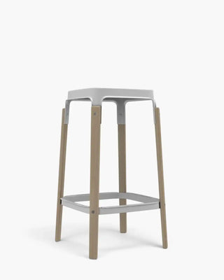 Magis Steelwood wooden stool with steel seat without backrest