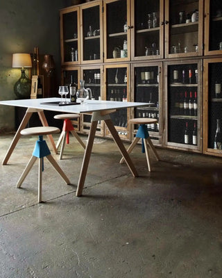 Magis The Wild Bunch Jerry height-adjustable swivel beech stool without backrest