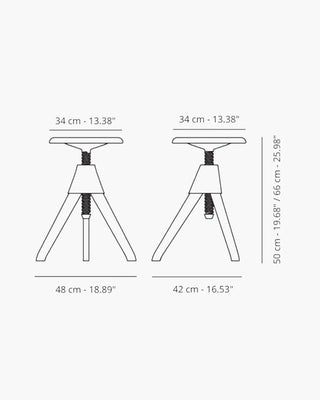 Magis The Wild Bunch Jerry height-adjustable swivel beech stool without backrest