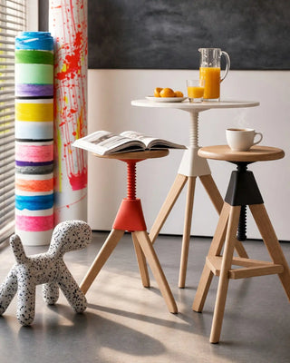 Magis The Wild Bunch Tom height-adjustable swivel beech stool without backrest