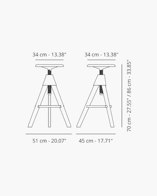 Magis The Wild Bunch Tom height-adjustable swivel beech stool without backrest