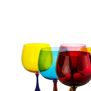 Nason Moretti Burlesque bourgogne red wine chalice light blue and acid green - Buy now on ShopDecor - Discover the best products by NASON MORETTI design