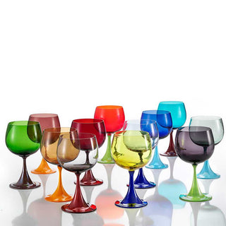 Nason Moretti Burlesque bourgogne red wine chalice blue and yellow - Buy now on ShopDecor - Discover the best products by NASON MORETTI design