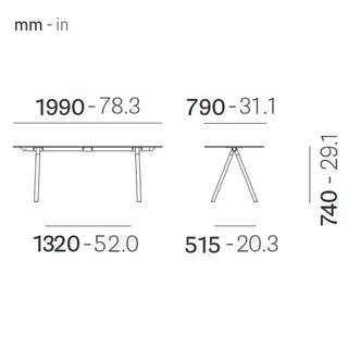 Pedrali Arki-Desk Wood ARKW7 table with solid laminate top