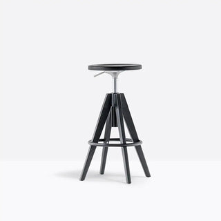 Pedrali Arki-Stool ARKW6 oak stool with steel footrest Black aniline AN Black from 65 to 75 cm - Buy now on ShopDecor - Discover the best products by PEDRALI design