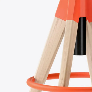 Pedrali Arki-Stool ARKW6 oak stool with steel footrest