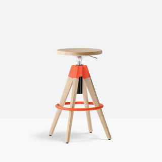 Pedrali Arki-Stool ARKW6 oak stool with steel footrest