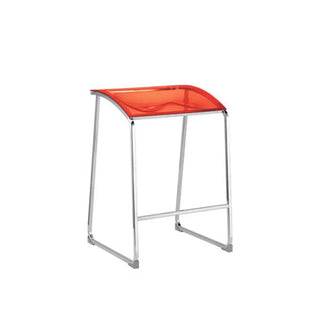 Pedrali Arod stool with chromed sled frame and polycarbonate seat