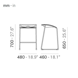 Pedrali Arod stool with chromed sled frame and polycarbonate seat