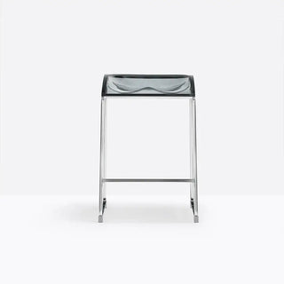 Pedrali Arod stool with chromed sled frame and polycarbonate seat