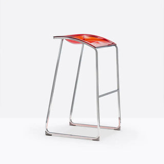 Pedrali Arod stool with chromed sled frame and polycarbonate seat