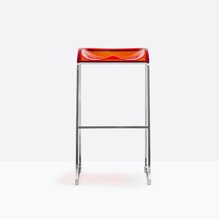 Pedrali Arod stool with chromed sled frame and polycarbonate seat