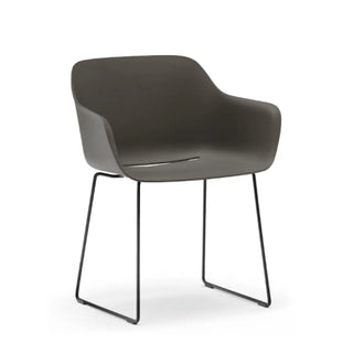 Pedrali Babila XL 2744R armchair with recycled polypropylene shell and steel sled base