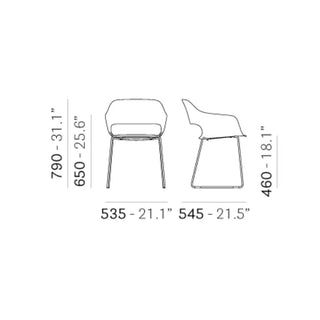 Pedrali Babila 2745 armchair with steel sled base and technopolymer shell
