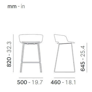 Pedrali Babila stool with steel legs and polypropylene shell