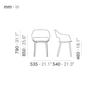 Pedrali Babila 2755 armchair with ash legs and polypropylene shell