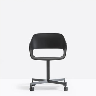 Pedrali Babila 2775 swivel armchair with painted steel base and castors