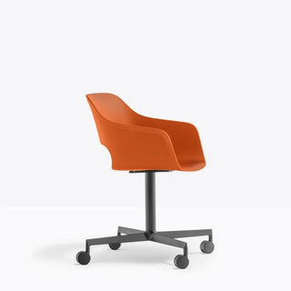 Pedrali Babila 2775 swivel armchair with painted steel base and castors