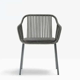Pedrali Babila Twist 2795 steel armchair with cord shell and fabric covered cushion