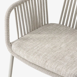 Pedrali Babila Twist 2795 steel armchair with cord shell and fabric covered cushion