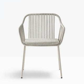 Pedrali Babila Twist 2795 steel armchair with cord shell and fabric covered cushion
