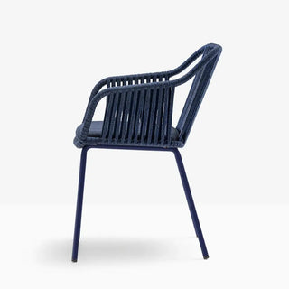 Pedrali Babila Twist 2795 steel armchair with cord shell and fabric covered cushion