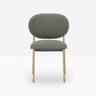 Pedrali Blume 2950 chair with upholstered seat and back and anodized aluminium structure Antique brass OA Fabric G204 - Buy now on ShopDecor - Discover the best products by PEDRALI design
