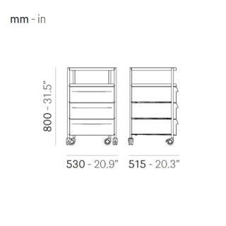 Pedrali Boxie BX chest of drawers with shelf and wheels