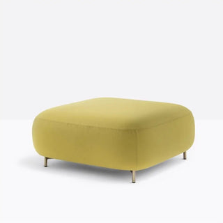 Pedrali Buddy upholstered pouf h. 45 cm. - 17.72 in. with aluminium structure Antique brass OA Fabric G152 90x90 cm - Buy now on ShopDecor - Discover the best products by PEDRALI design