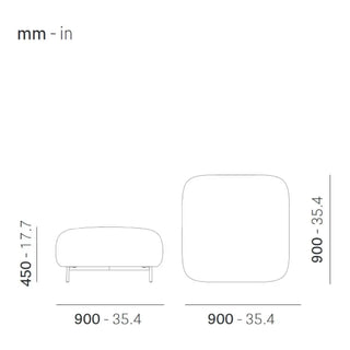Pedrali Buddy upholstered pouf h. 45 cm. - 17.72 in. with aluminium structure - Buy now on ShopDecor - Discover the best products by PEDRALI design