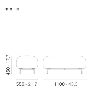 Pedrali Buddy upholstered pouf h. 45 cm. - 17.72 in. with aluminium structure - Buy now on ShopDecor - Discover the best products by PEDRALI design