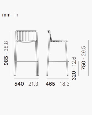 Pedrali Coney metal stool with backrest