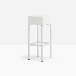 Pedrali Cube steel stool with upholstered seat White BI100 Leather-PBI 80 cm - Buy now on ShopDecor - Discover the best products by PEDRALI design