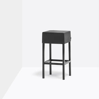 Pedrali Cube steel stool with upholstered seat Black Eco-leather A95 65 cm - Buy now on ShopDecor - Discover the best products by PEDRALI design