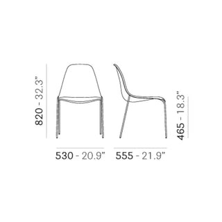 Pedrali Day Dream 405 chair with steel legs and polycarbonate seat