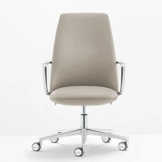 Pedrali Elinor 3755 padded swivel chair with aluminium structure Polished aluminium LU Leather PGC - Buy now on ShopDecor - Discover the best products by PEDRALI design