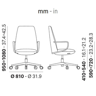 Pedrali Elinor 3755 padded swivel chair with aluminium structure - Buy now on ShopDecor - Discover the best products by PEDRALI design