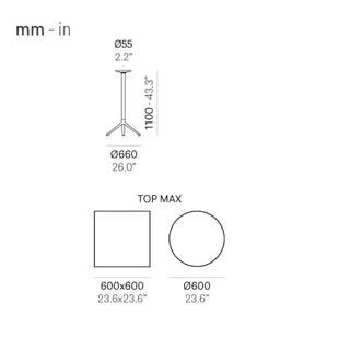 Pedrali Elliot 5474T folding high aluminium table base - Buy now on ShopDecor - Discover the best products by PEDRALI design