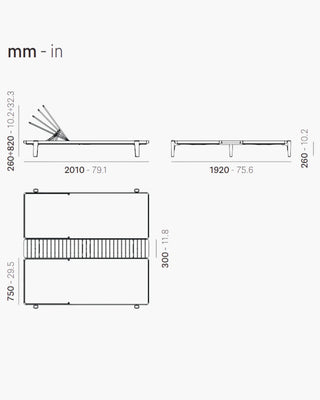 Pedrali Fibra FBR double daybed with cushion included and aluminium structure