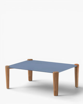 Pedrali Fibra FBRT coffee table with teak legs and aluminium tabletop