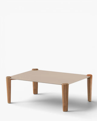 Pedrali Fibra FBRT coffee table with teak legs and aluminium tabletop
